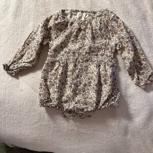 Rylee + Cru Floral Baby Romper in Cream and Brown